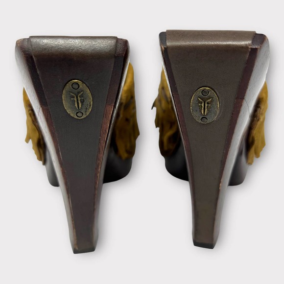 Frye (6.5) Lacey Suede Moccasin Slip-On Mule Heel Clog - Picture 6 of 12